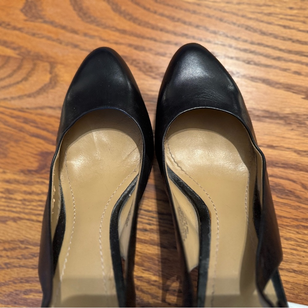 Nine West Black Leather Sling Back Heels - Picture 3 of 12